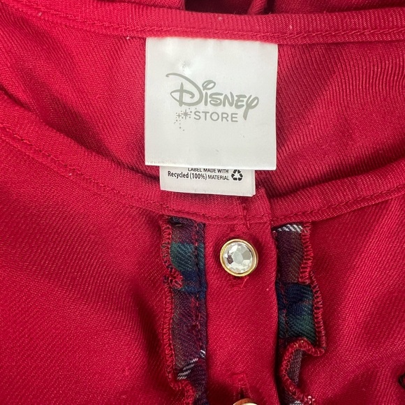 Disney Mickey & Minnie Mouse Mistletoe Plaid Red Puff Sleeve Nightgown Girls 7/8 - Picture 3 of 8